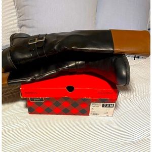 WORN ONCE.  AZ Black/Brown Denmark Two Tone Boots.  Size 7.5